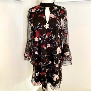 Embroidered floral party dress